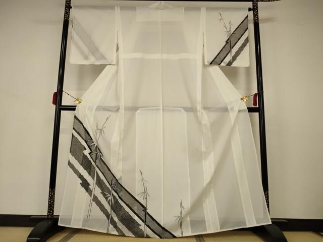 平和屋着物＊夏物 訪問着 絽 笹竹文 正絹 逸品 AABB2611jd 平和屋着物