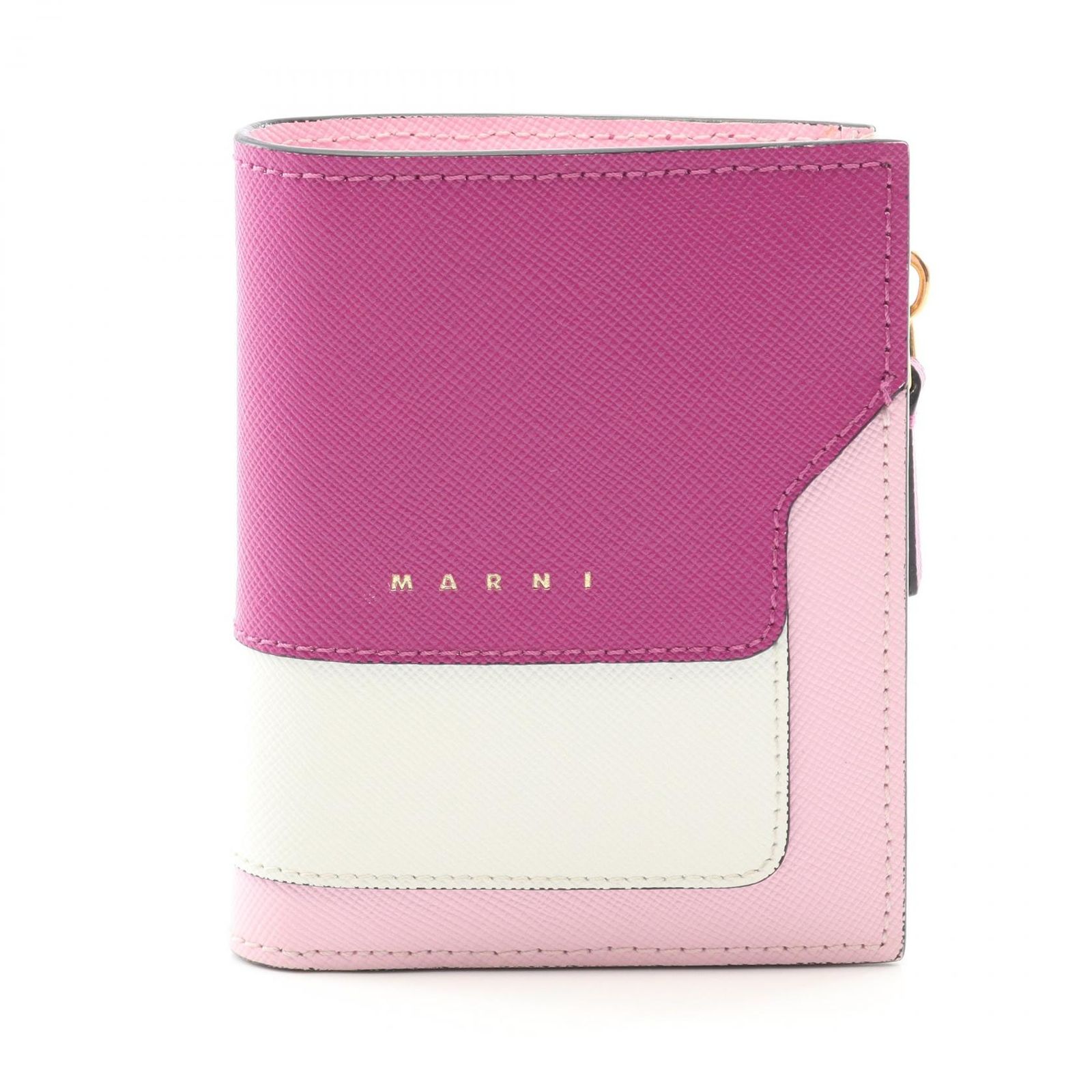 マルニ MARNI 二つ折り長財布 バイフォールドウォレット PFMO0054U1 パープル レザー ZIP財布 レディース Used A