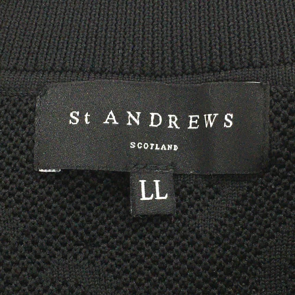 【新品未使用】St ANDREWS ハーフジップ ニット 超美品】セントアンドリュース セーター 黒 ロゴ編み ハーフジップ