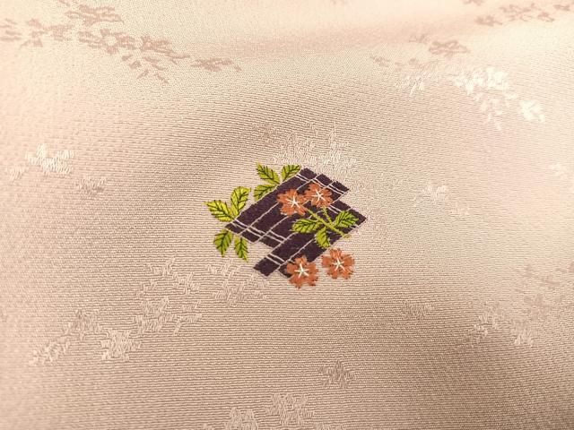 平和屋着物□上質な色無地 枝葉地紋 鴇色 正絹 逸品 AAAW2494cs