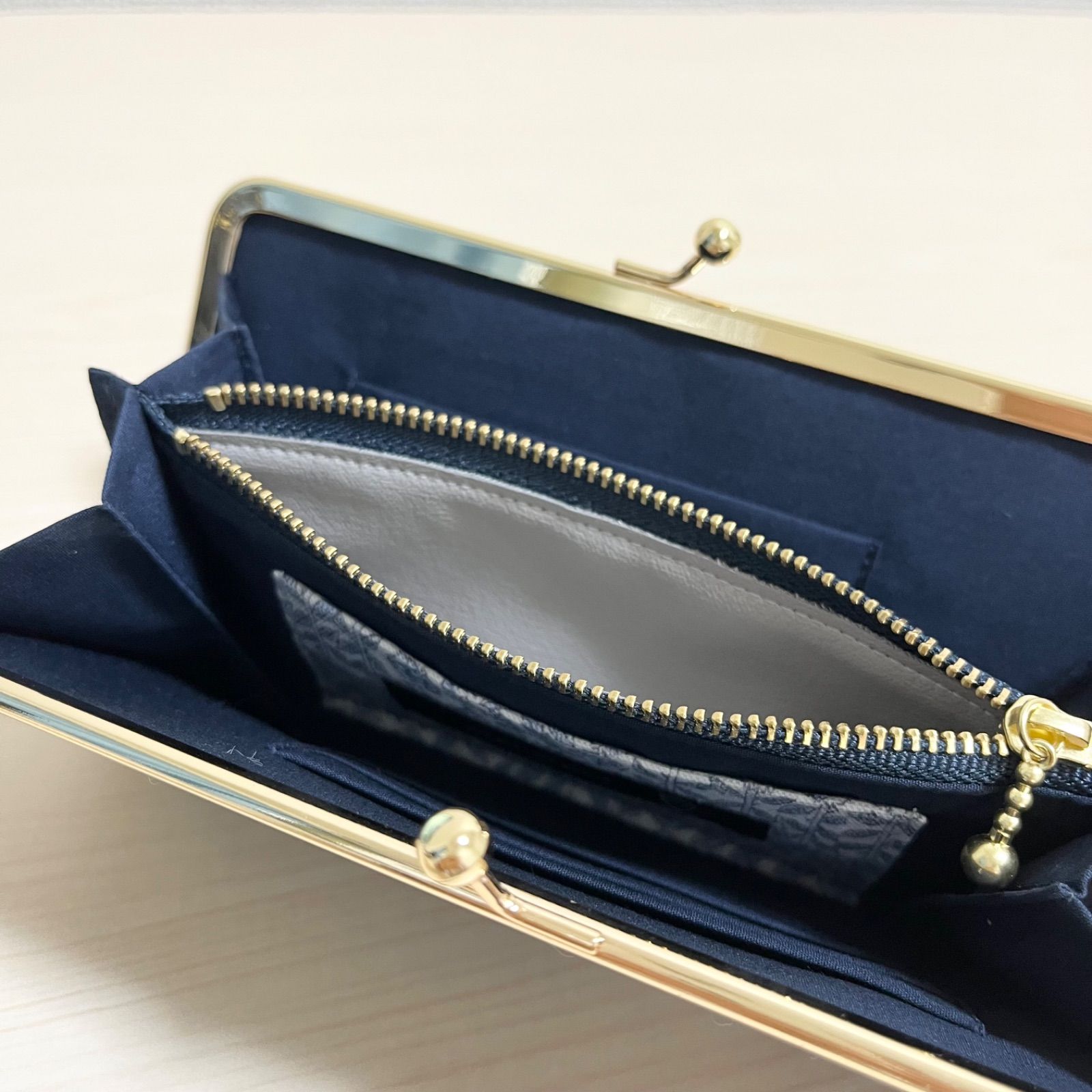 nao様】ミナペルホネン/rosyロージィダークネイビー/がま口長財布