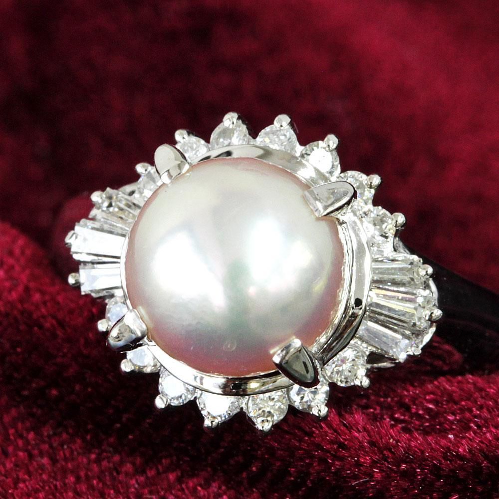 最高級！あこや 真珠 8mm ダイヤモンド プラチナ リング 鑑別書付