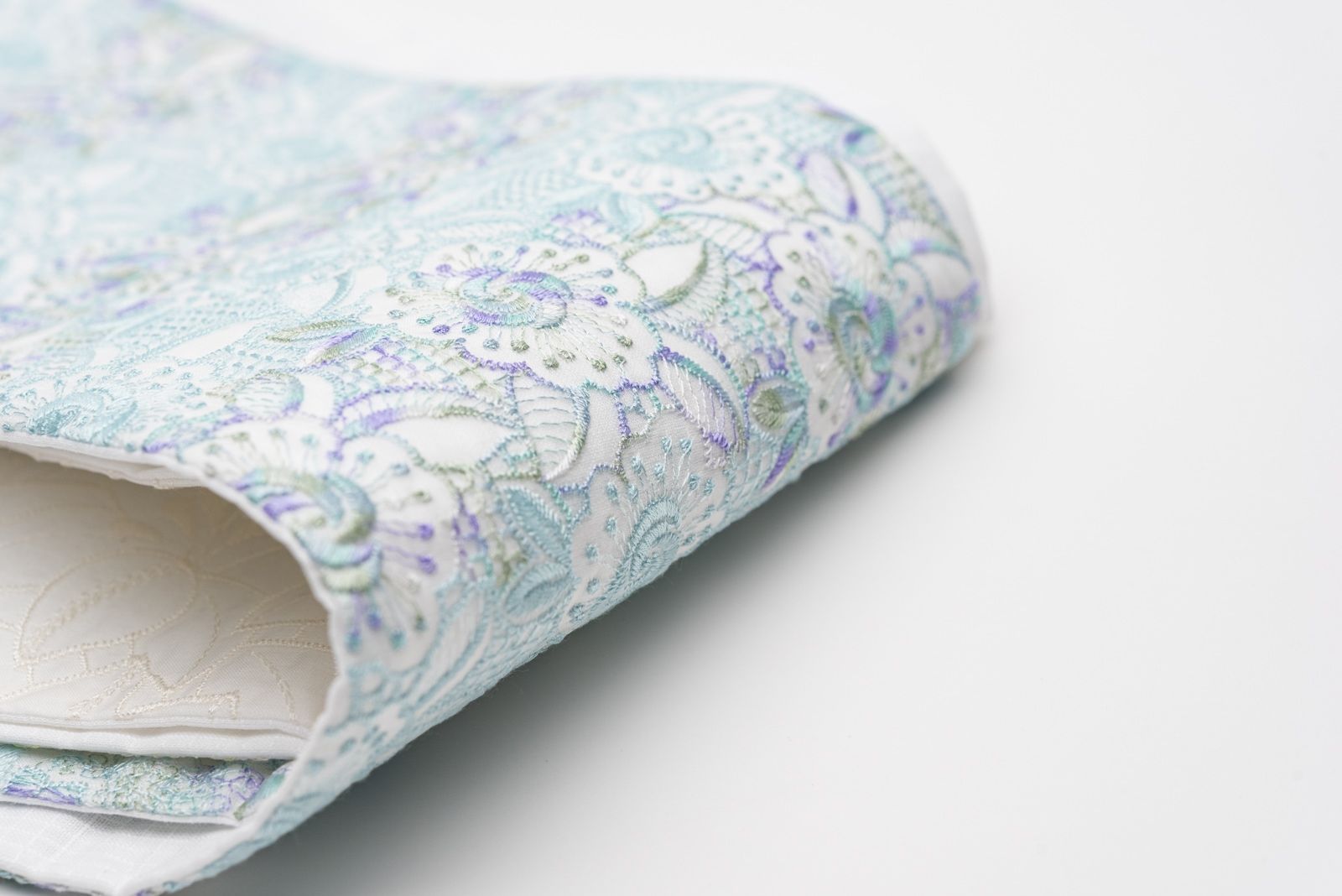 シルクオーガンジーレース半幅帯 白水色系