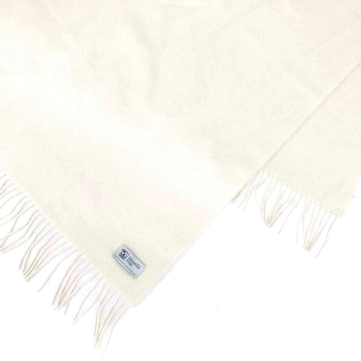 未使用 ジョンストンズ カシミヤ 大判ショール ストール アイボリー