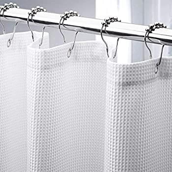 AmazerBath アマザーバス ワッフル シャワーカーテン 高耐久 ファブリック シャワーカーテン ワッフル織り ホテル品質 浴室 シャワーカーテン