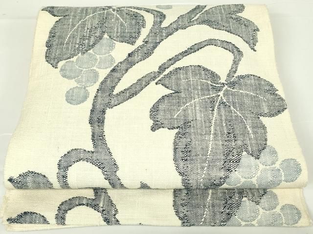 平和屋着物○九寸名古屋帯 白山紬 友禅 作家物 葡萄蔦の