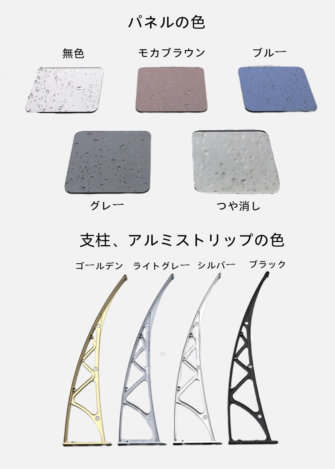 送料無料】雨よけ 梅雨対策 ひさし 屋根 テラス アルミ 自転車置き場 連接可能 (80ｘ壁側120cm)パティオ日除け 後付け 雨雪パネルをミュート  ブラケット付き