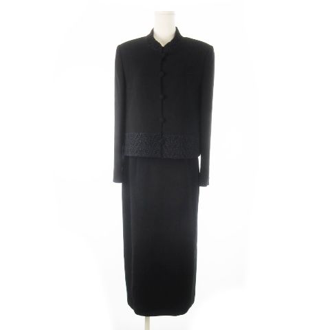 ナポリーノ NAPOLINO ブラックフォーマル 3点セット ジャケット ブラウス スカート レース装飾 9 黒 ブラック |CK1 GY42