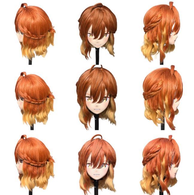 全頭マスク カツラ付き NO.1074 顔交換 フルマスク ドール ヘッドロリータ人形 コスプレ マスク 仮装 着ぐるみ コスチューム 二次元