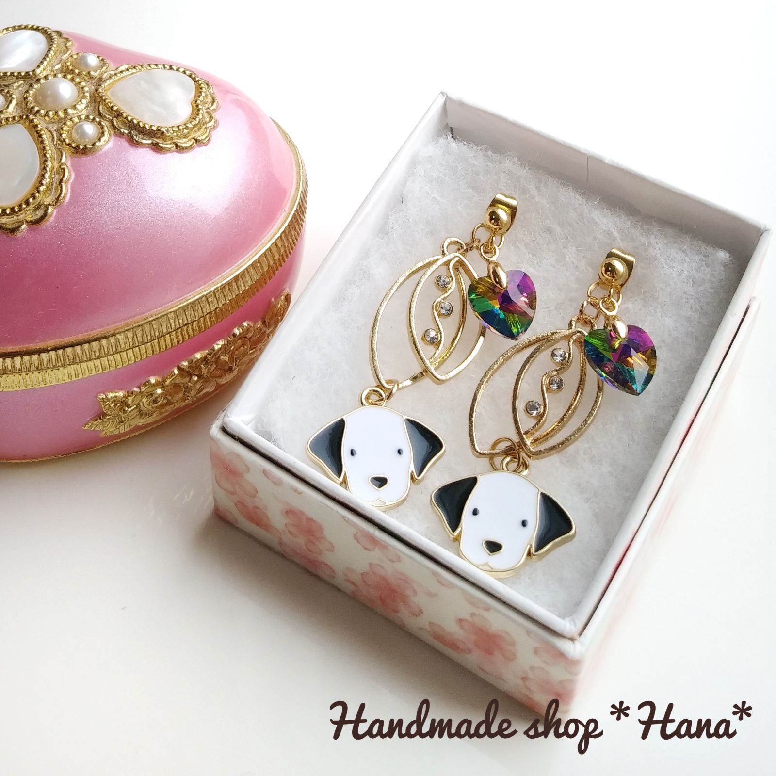 ワンコ×ハートの2wayピアス