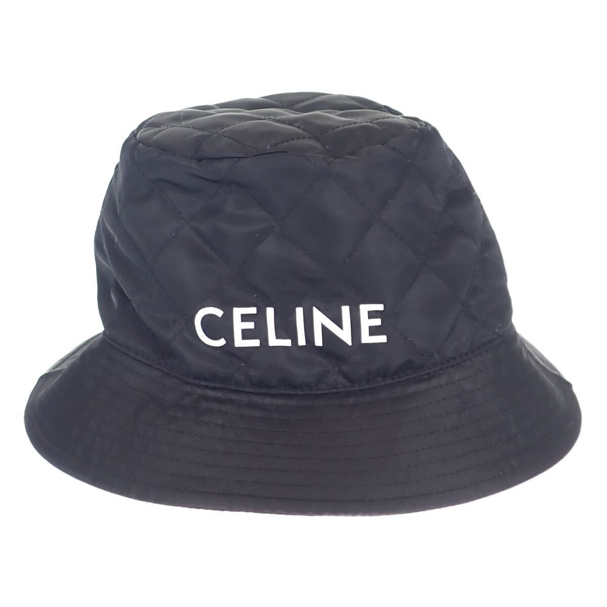 CELINE キルティング バケットハット CELINE - 美品 セリーヌ キルティング ロゴ バケット ハット