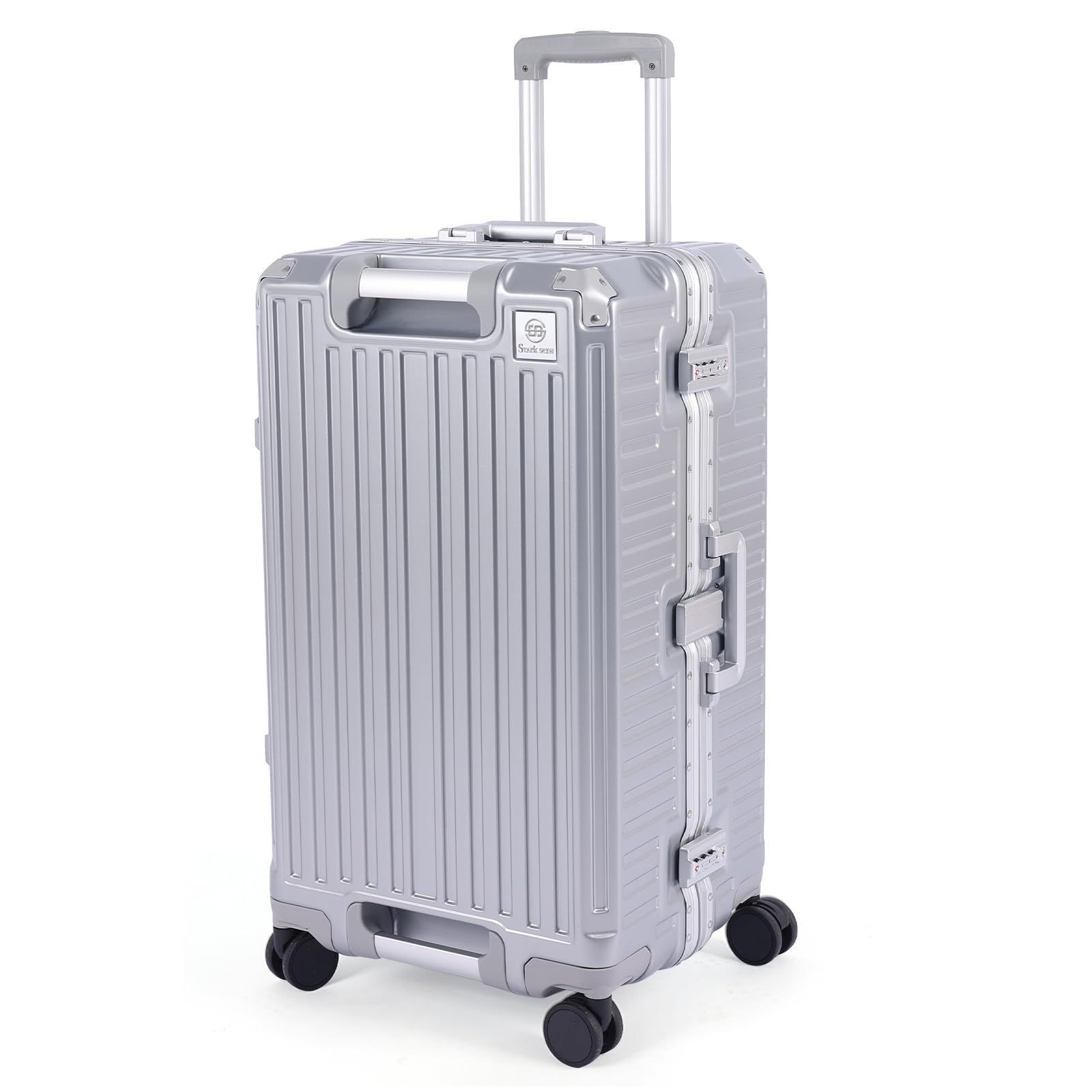 大 GGQAAA 24寸 luggage 特別の収納 スーツケース出張 留学用スーツケース大型多機能大容量USB Silver 24inch|3-5泊|50L