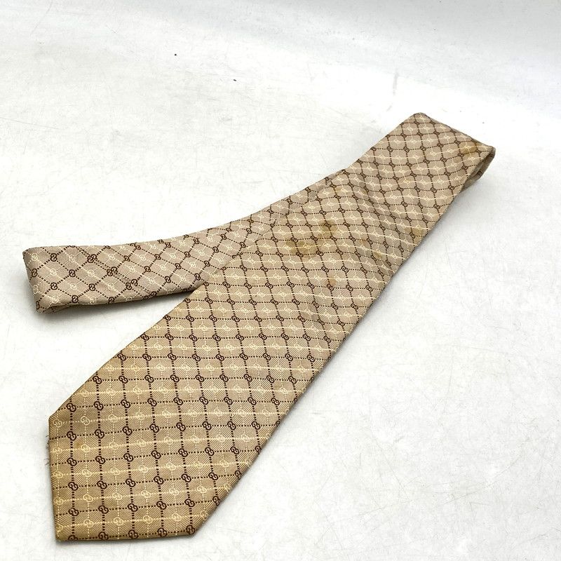 【美品】GUCCI グッチ　ネクタイ　gg柄　ベージュ Amazon | GUCCI(グッチ)シルクジャカードGGパターン柄ネクタイ