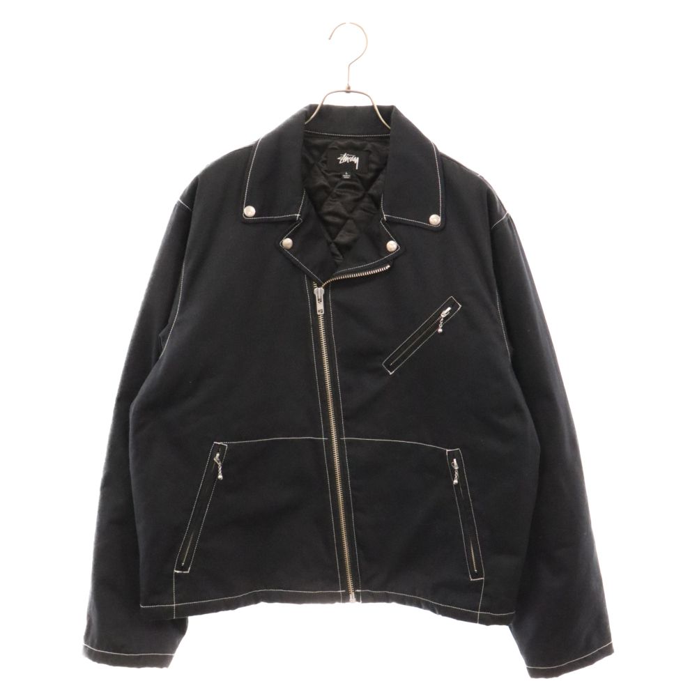 STUSSY (ステューシー) 23SS TWILL MOTO ZIP JACKET ツイルライダースジャケット ネイビー 115699 - メルカリ