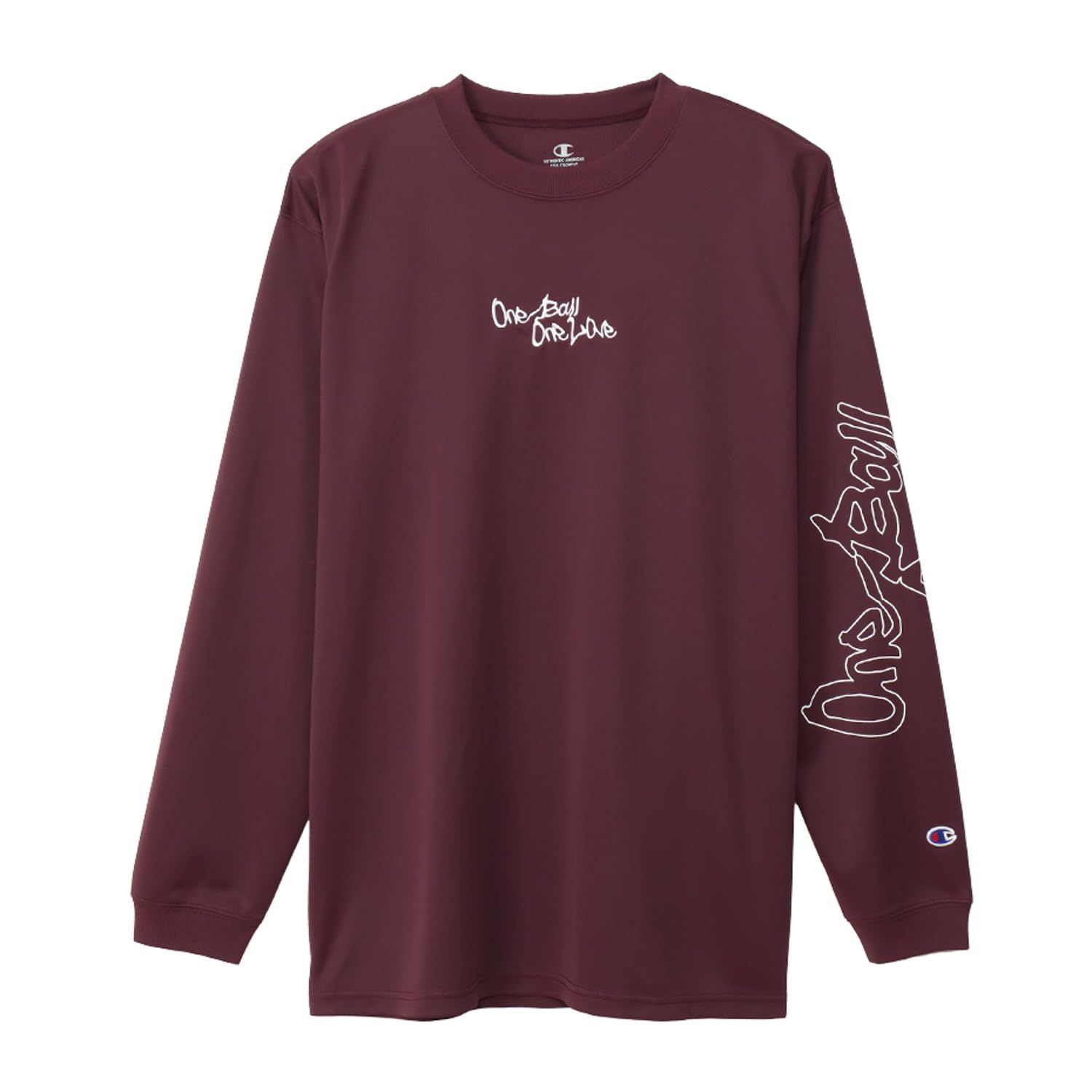 チャンピオン 長袖Tシャツ 丸首 抗菌防臭 速乾 グラフィックプリント ロングスリーブTシャツ バスケットボール C3-AB420 メンズ マルーン マルーン L