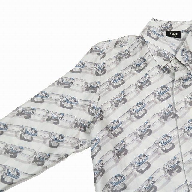 FENDI　オリジナルプリントブラウス　ランダムドット柄　ペイント　ロゴ　刻印 FENDIオリジナルプリントブラウスランダムドット柄ペイントロゴ刻印