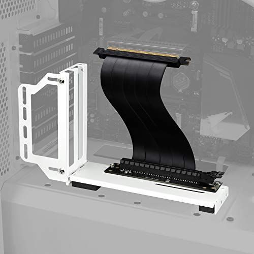 GPUブラケット_GPU垂直ブラケット-白 EZDIY-FAB 新しい 垂直GPUブラケット、VGA 垂直グラフィックカードホルダーブラケット，ビデオカード縦置きマウンタ、20cm PCIE 3.0ライザーケーブル付き - 白