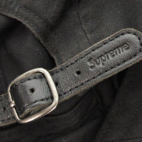 SUPREME ジェットキャップ ボックスロゴ ブラック 黒 レザーストラップ SUPREME ジェットキャップ ボックスロゴ 贈れ ブラック 黒