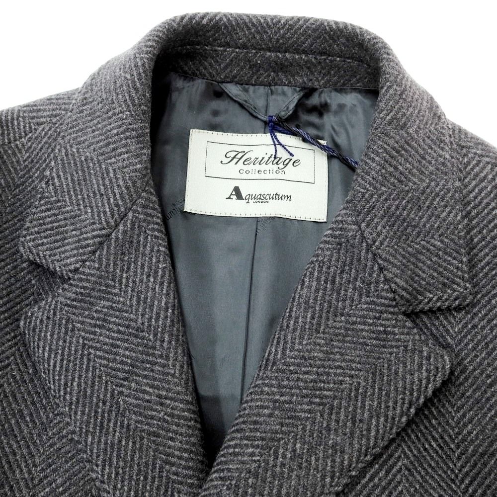 中古】アクアスキュータム Aquascutum ヘリンボーン織ウール
