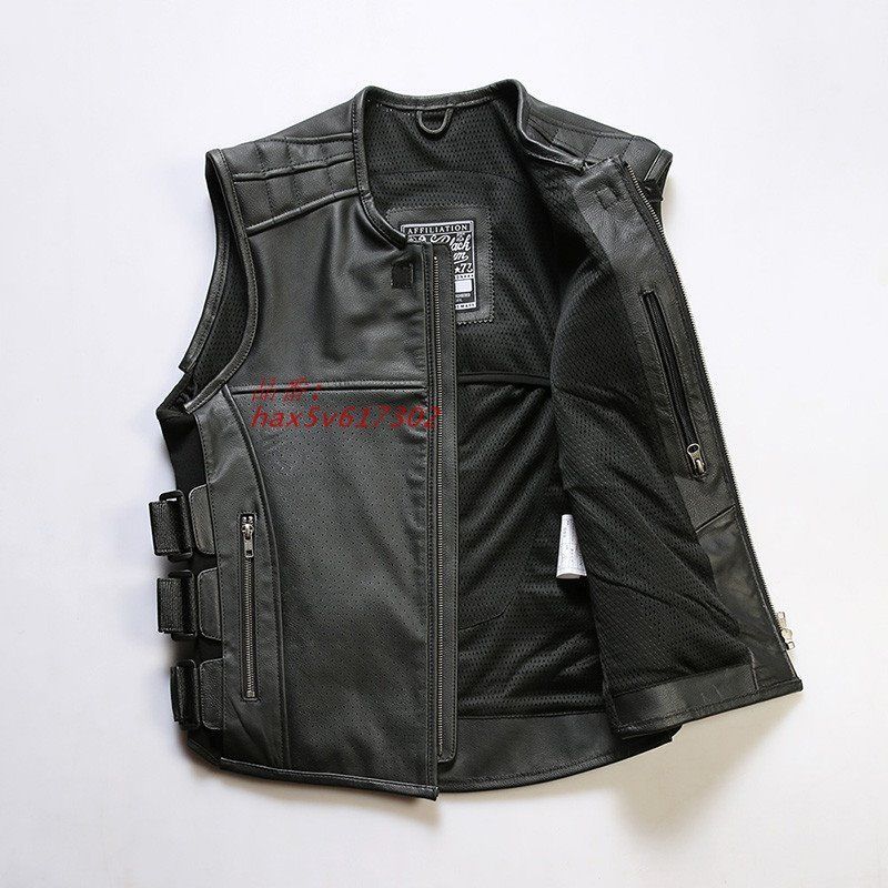 ベスト 牛革ベスト 革ジャン バイクジャケット ダブルライダース メンズ レッド レザー バイカー カウボーイ ブラック hax 5 v 617302