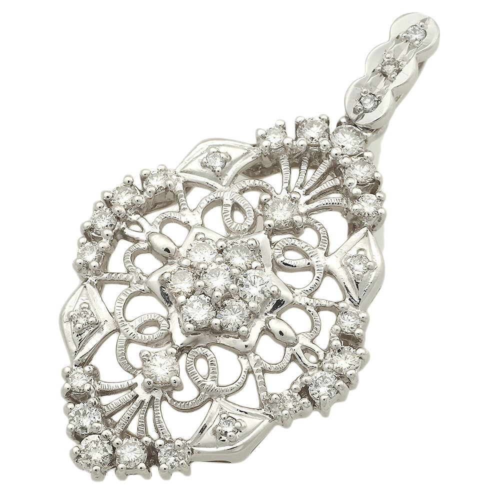 ノーブランド ペンダントトップ K18×Pt900×ダイヤモンド クリア 総重量:4.1g/0.12刻印 美品 アクセサリー（他） ノーブランド NO BRAND PT900 イニシャル ダイヤモンド