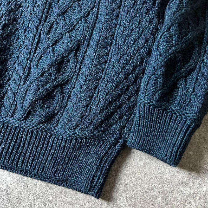 アイルランド製 aran crafts Vネック メリノ ウール フィッシャーマン 
