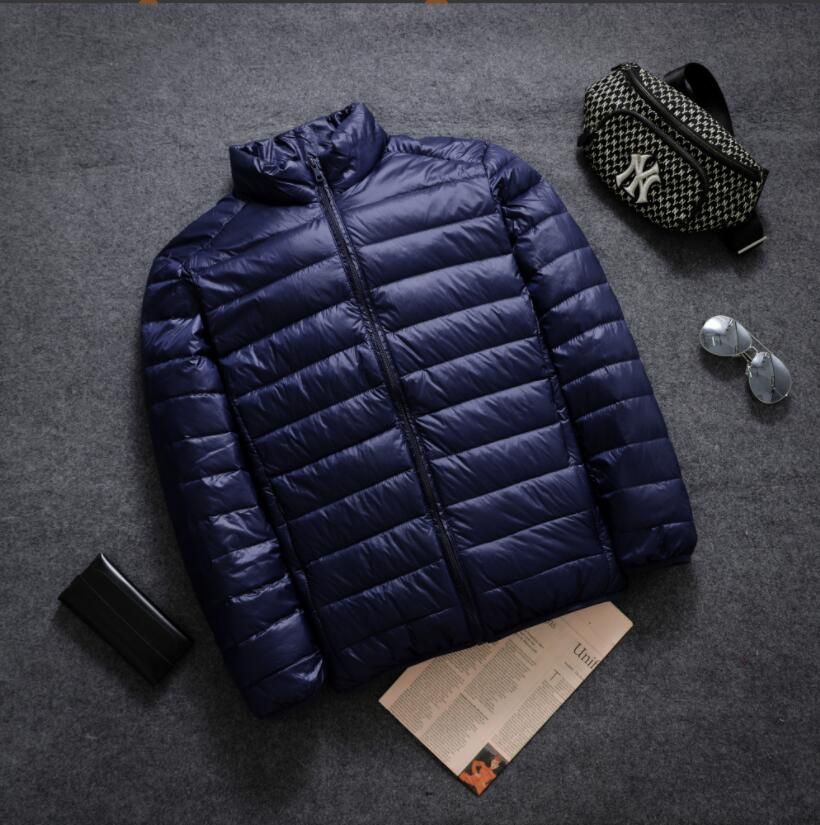 新品 国内未販売 メンズ ライダース系 超軽量 ダウンジャケット ライトダウン ブルゾン 春秋冬アウターネイビーブルー