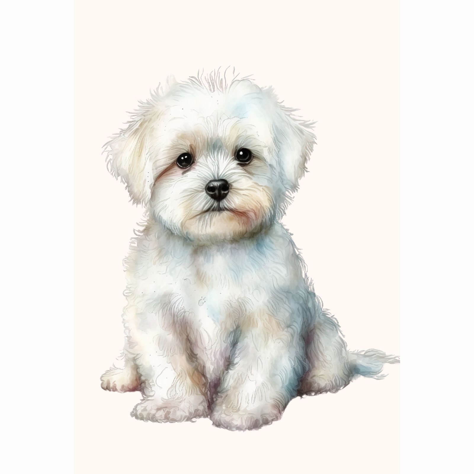 マルチーズ ペット 犬 動物 原画 アート 絵画 画家 インテリア イラスト 虹色の人生 - マルチーズ犬 No.1】レインボー・ペットロス・うち
