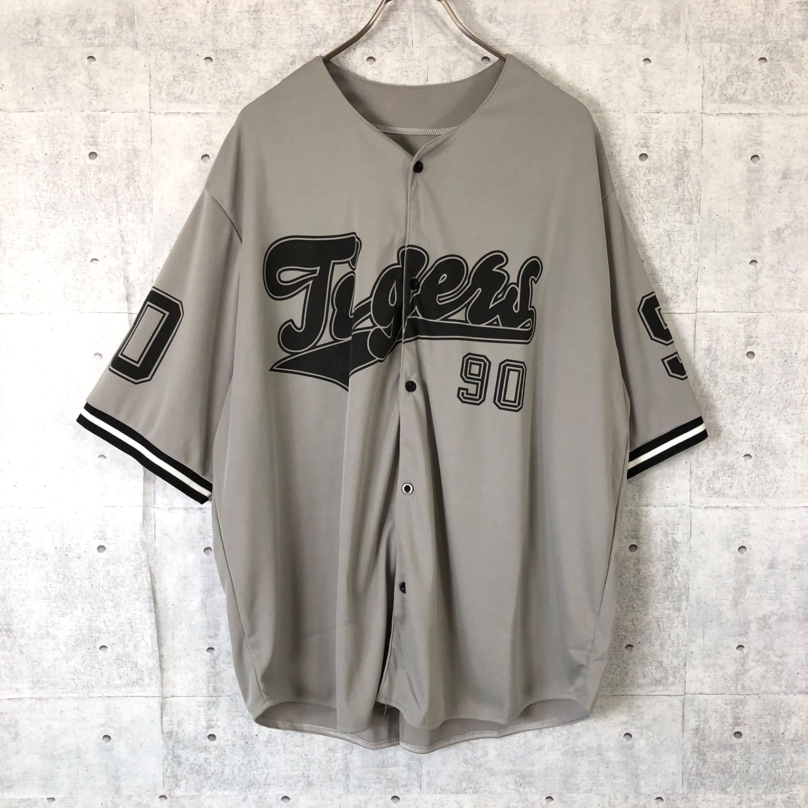 美品】ベースボールシャツ グレー ビッグサイズ ゆるダボ 2XL - FIRE