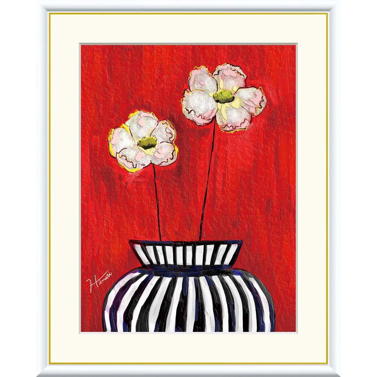 高精細デジタル版画 額装絵画 春田 あかり（はるた あかり）作 「ブルームーン」 F8 高精細デジタル額装版画 現代アート Akari Pleasant Plants -愉快な