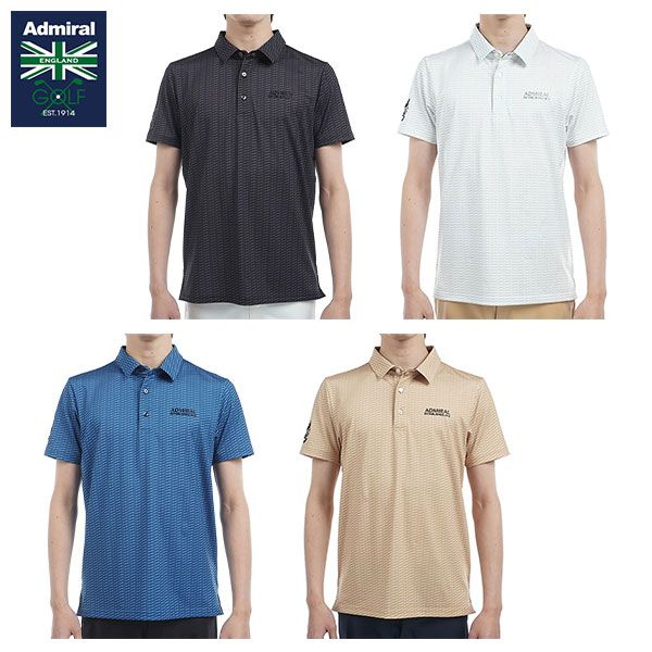 アドミラル ゴルフ ADMA515 小紋柄 プリント 半袖 ポロシャツ