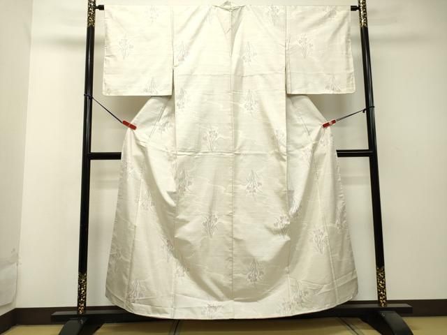 平和屋着物●本場大島紬　白大島　草花文　正絹　逸品　未使用　DAAS2314tw 平和屋着物○本場大島紬 白大島 草花文 正絹 逸品 未使用 DAAS2314tw