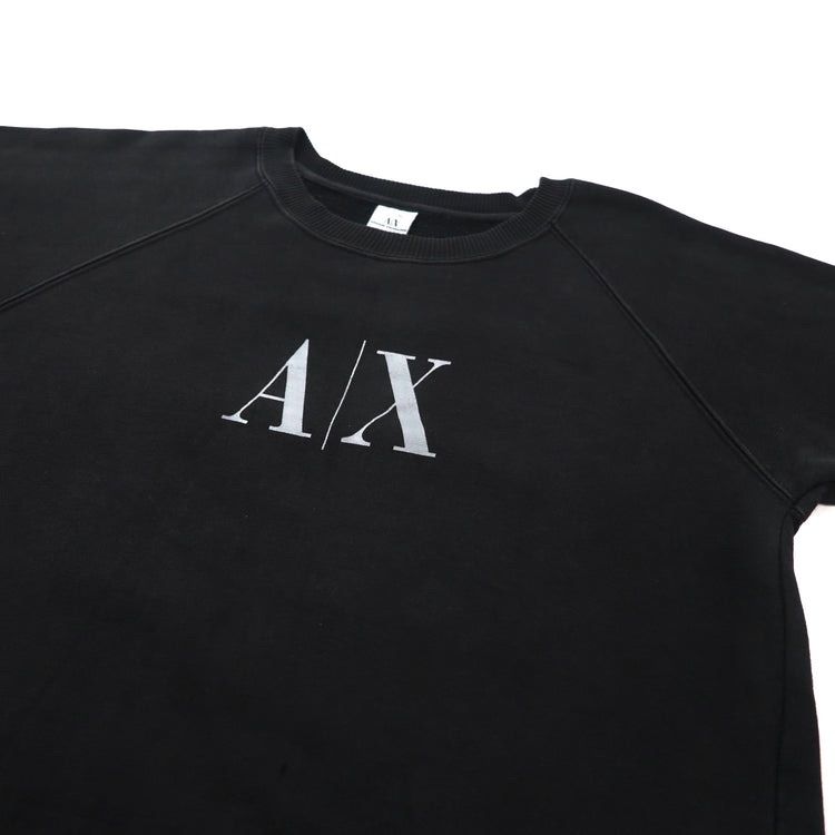 A|X ARMANI EXCHANGE クルーネックスウェット M ブラック コットン 裏起毛 ロゴプリント