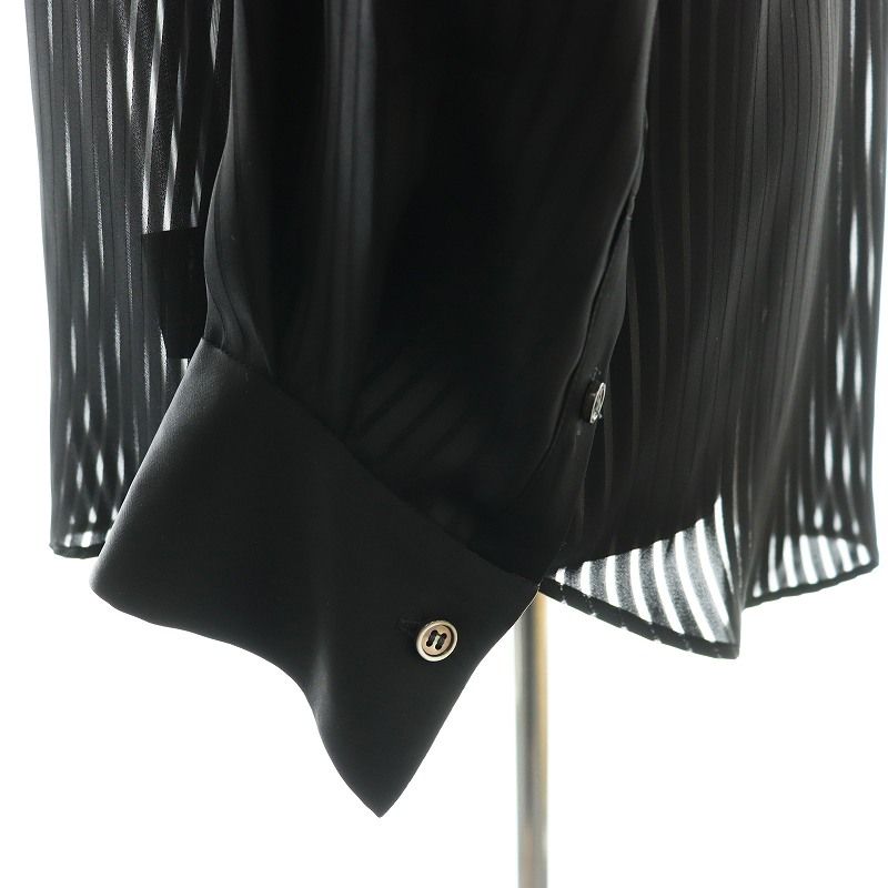 コルピエロ Col Pierrot 23AW Col Pierrot Stripe Sheer シャツ ストライプ 長袖 ブラック /HK ■OS レディース コルピエロ Col Pierrot 23AW Col Pierrot Stripe Sheer シャツ
