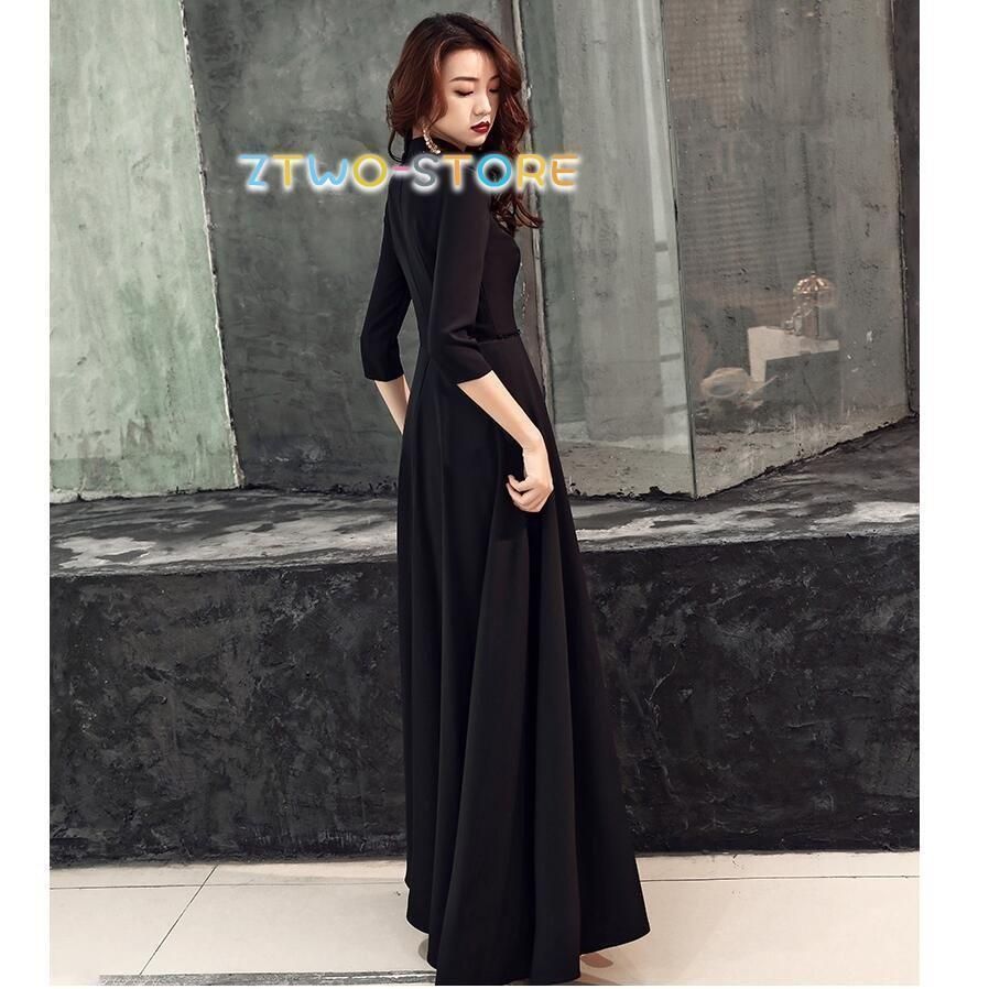 袖あり ウエディングドレス パーティードレス 結婚式ワンピース ロングドレス 30代40代 ブラック お呼ばれ 食事会 二次会 披露宴 卒業式 成人式 謝恩会0217CYB88 登場 WWW_SMP1DAWEKUDUS_SCH_ID