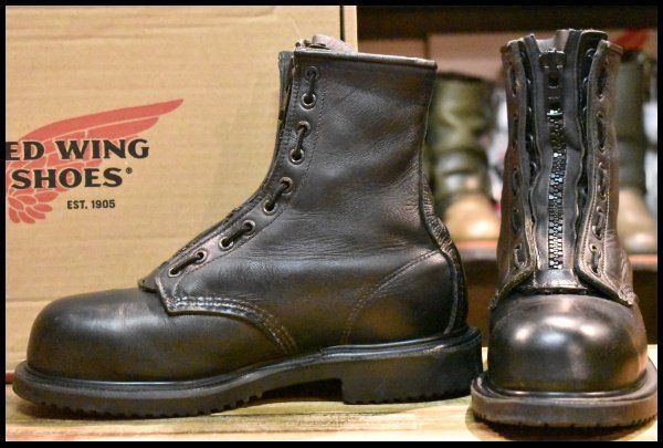 【7D 箱付 良品 ASTMEHPR】レッドウィング 4473 ファイヤーマン ジッパー付き ブラック 黒 編み上げ ブーツ redwing HOPESMORE【FA490】