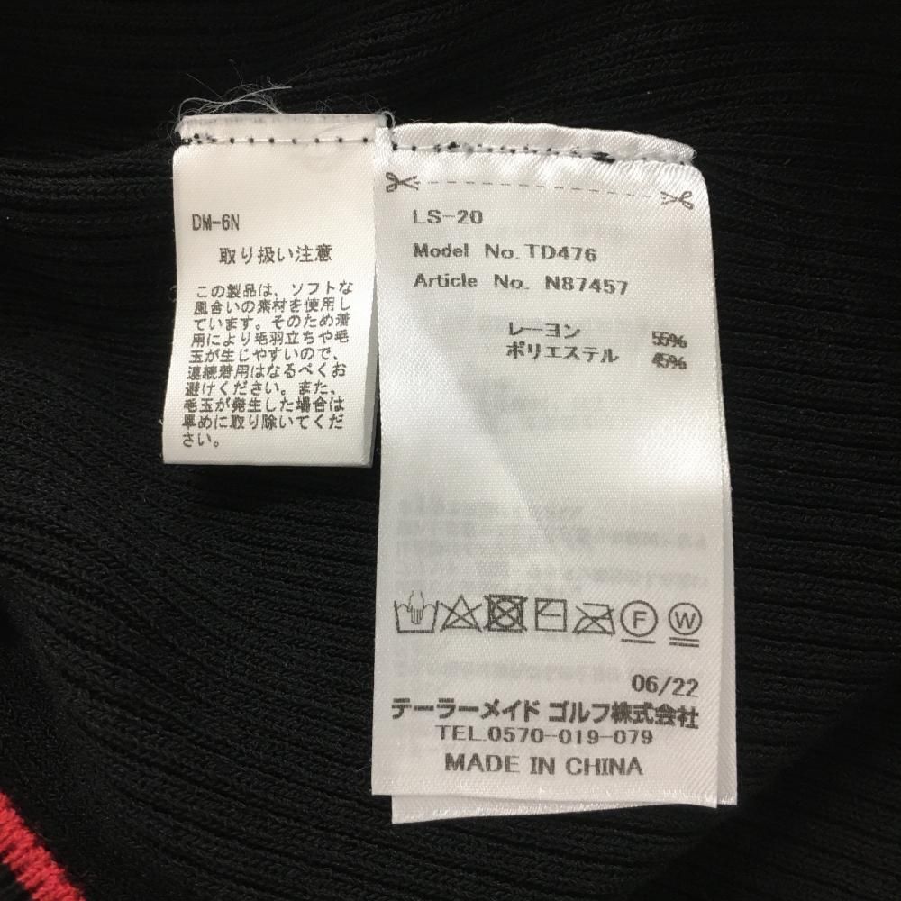 美品】テーラーメイド セーター 黒×レッド 胸ロゴ白 ニット