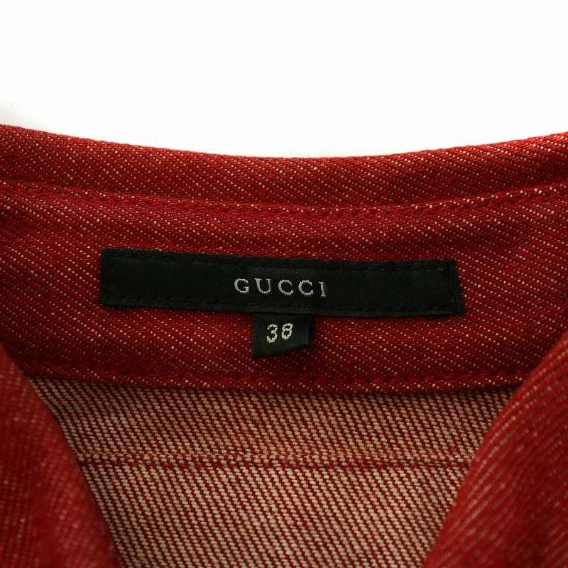 GUCCI 赤色デニムジャケット サイズ38 グッチ GUCCI デニムジャケット Gジャン ジージャン 38 S 赤