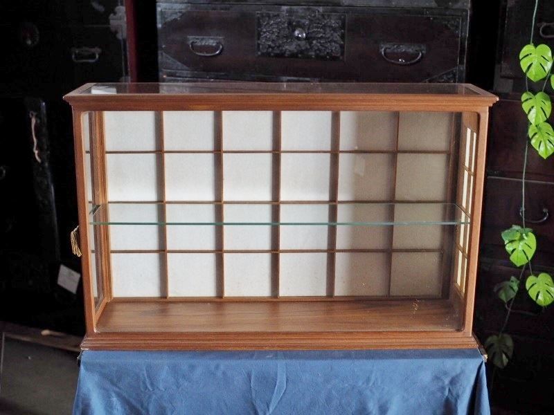 和風な木製ガラスショーケース 昭和後期 古録展 送料無料 品番S10778