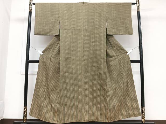 平和屋着物□上質な色無地 流水地紋 千草鼠色 正絹 逸品 AAAW2766fw