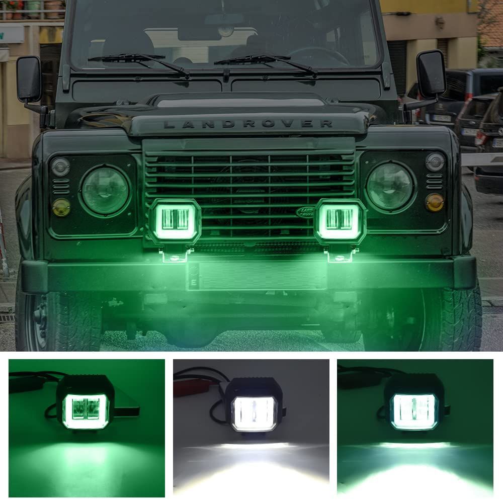 ◇即納◇汎用 緑 4連 LED フォグランプ 車外灯 2個セット Kawasaki