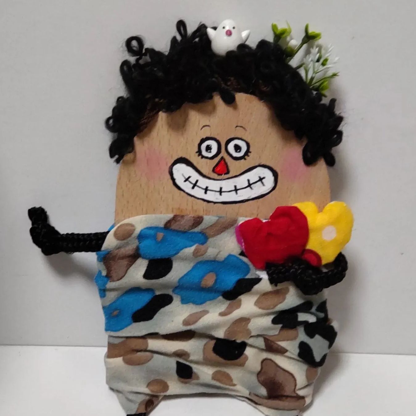 26cm木製ドール ファンキー鳥の巣頭のアフロちゃん人形 - メルカリ