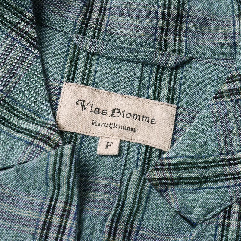 美品 ヴラスブラム Vlas Blomme Pale blue check アトリエコート F  