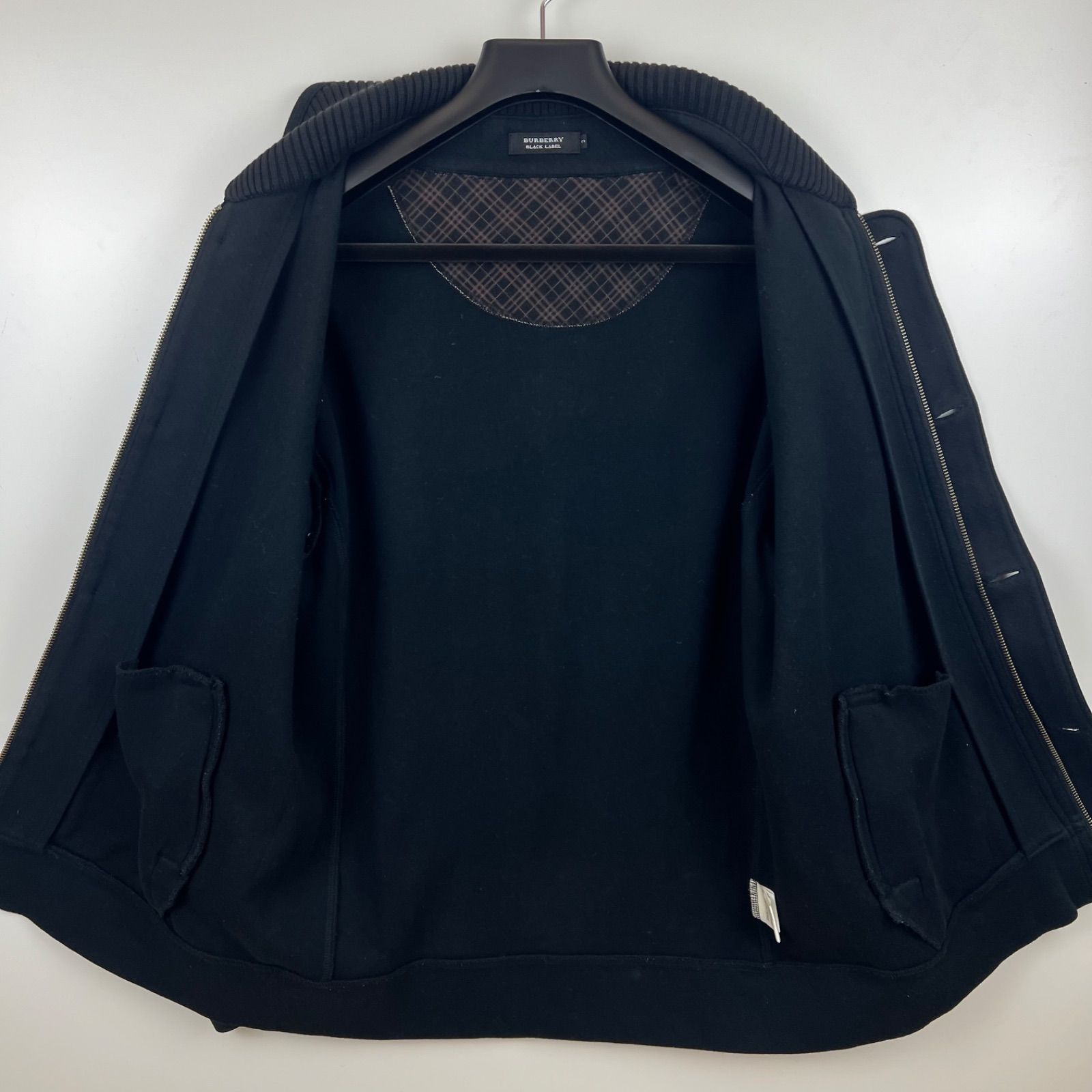 BURBERRY BLACK LABEL 00s y2k shawl collar sweat zip jacket 3 L 
