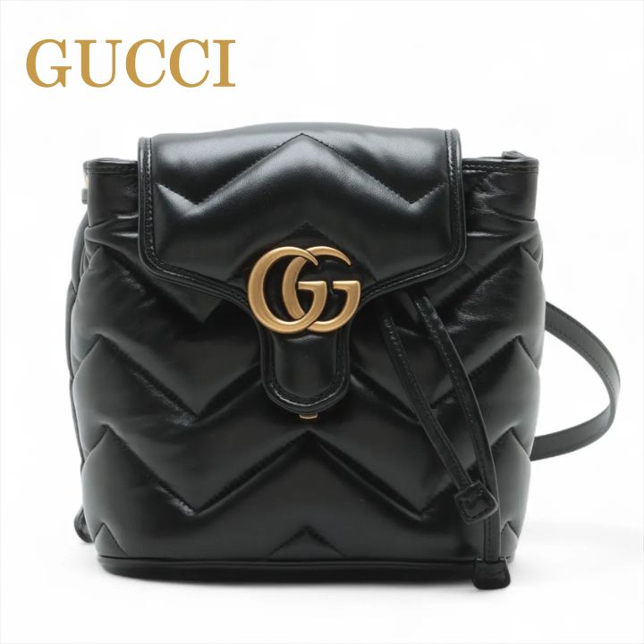 GUCCI グッチ GGマーモント レザー 2WAYバックパック|リュック ブラック 777253