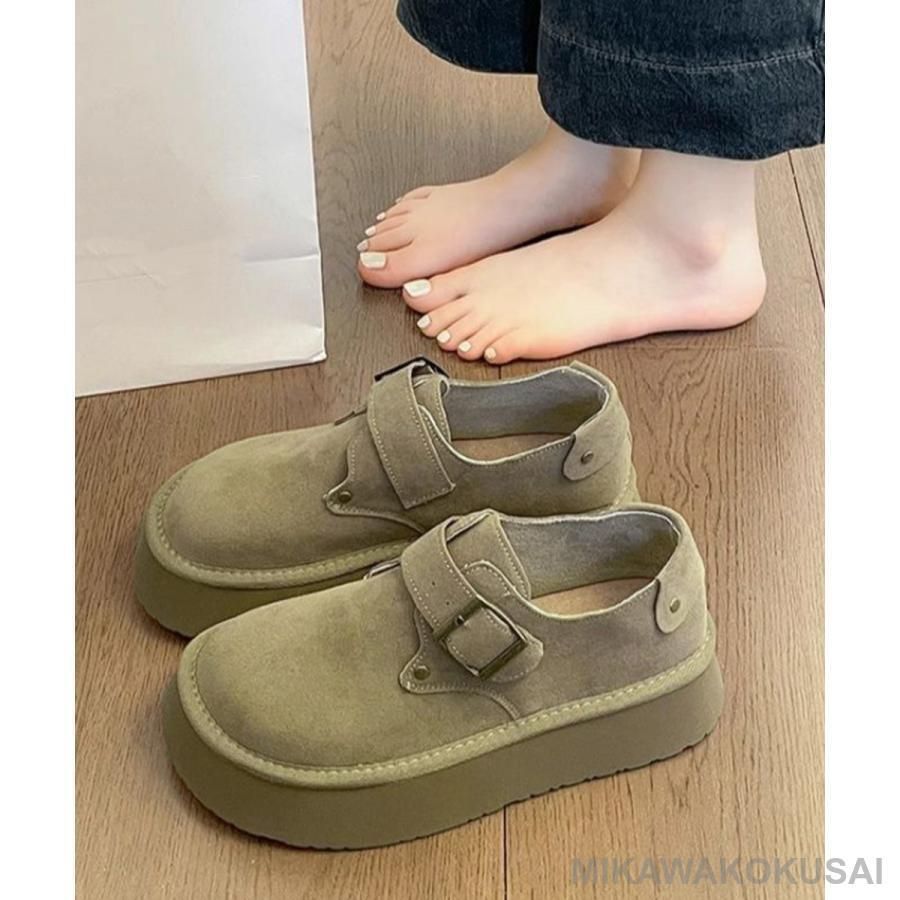 厚底スエード調パンプス