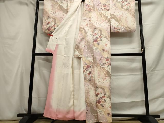 平和屋着物○紅型 振袖 花鳥舞蝶文 暈し染め 正絹 逸品 AAAZ4958ph