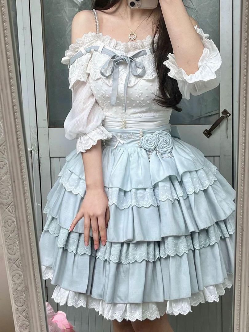 ♥ ブラウス-スカート 着回し抜群ロリータファッション 普段使いにも フリル多め