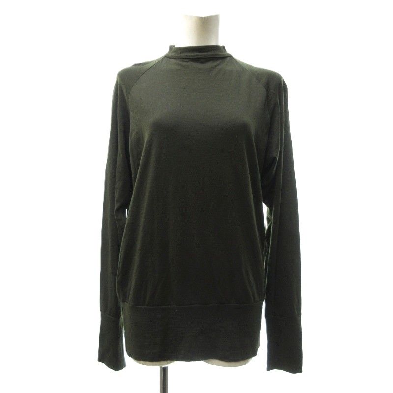 ヨウジヤマモト YOHJI YAMAMOTO ウール カットソー 長袖 背面ジップ モスグリーン 緑系 3 約Mサイズ IBO73 ヨウジヤマモト YOHJI YAMAMOTO ウール カットソー 長袖 背面