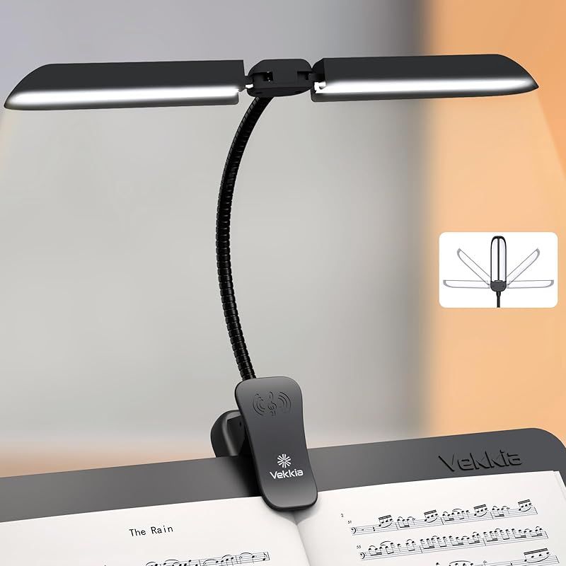 【新着商品】Vekkia 折りたたみ式譜面台ライト - ポータブル 42 - LED 充電式 超明るい クリップ - オン ピアノランプ プロ仕様 5 輝度 × 3 色温度、グランドピアノ、読書用